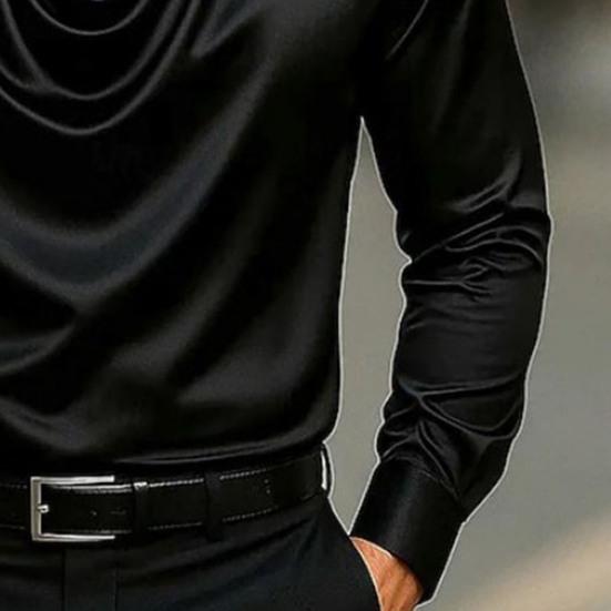 Men's Tops Long Sleeve Turn-Down Collar Soft Breathable Polyester Shirt for Beachwear Daily Office Party