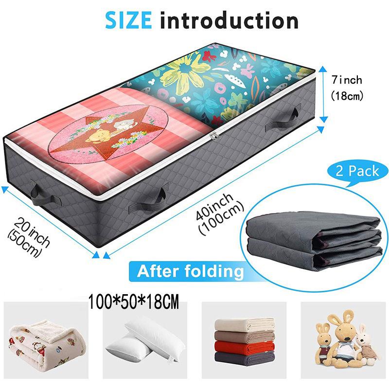 Non-Woven Underbed Quilt Storage Bag Organizer Wardrobe Clothes Dust Moisture-Proof Finishing Bag Foldable Storage Box 100X50X18