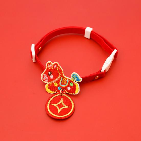 New Year Pet Collar Year of The Horse Embroidered Cat Collar Adjustable Chinese New