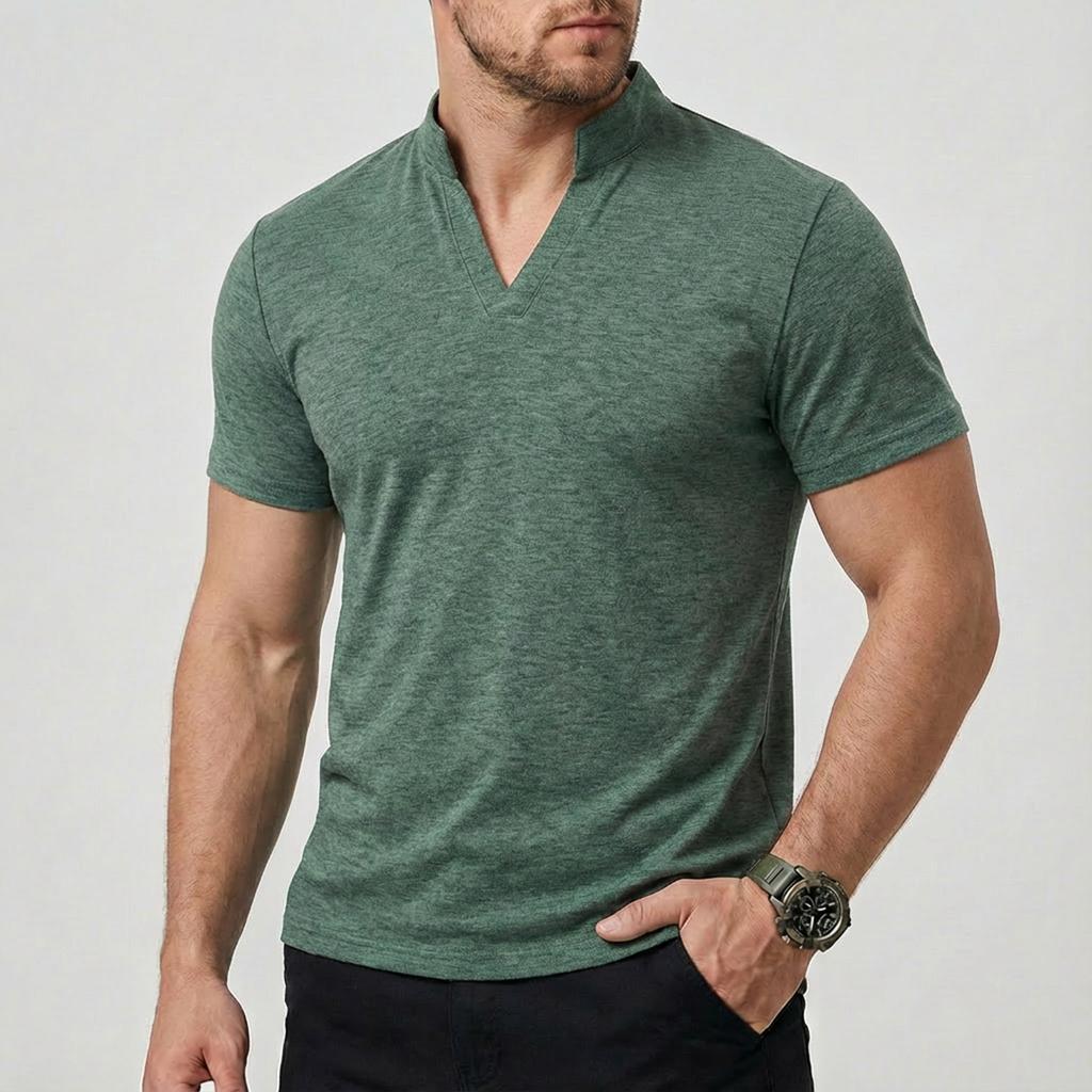 Men's Solid Color Short Sleeve Tops Men's Casual Fashion Short Sleeve Tops