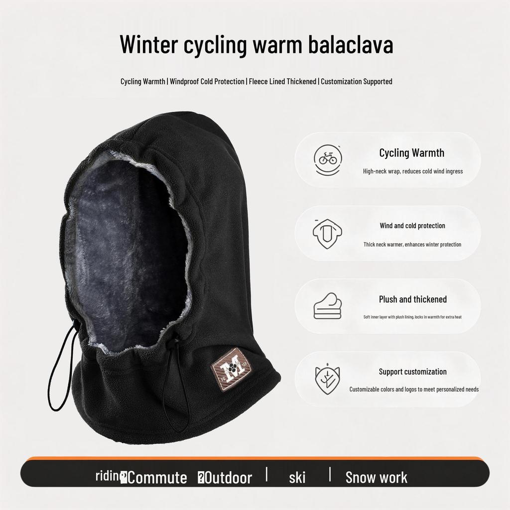 Unisex Windproof Cycling Hat with Face and Neck Protection - Velvet Lined, Thickened for Autumn & Winter