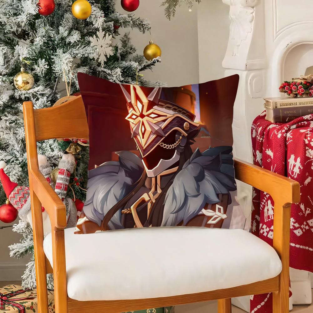 Game GGenshin Impact Capitano Thrain Pillow Case Silky Short Plush With Invisible Zipper Dustproof Sofa Cushion Cover