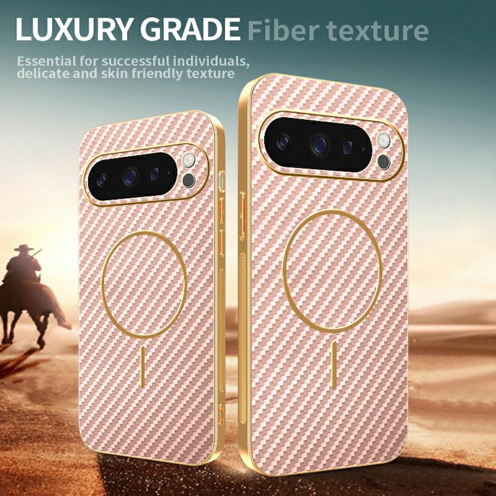 For Google Pixel 9 Pro Phone Case Carbon Fiber Textured Electroplated TPU Back Cover