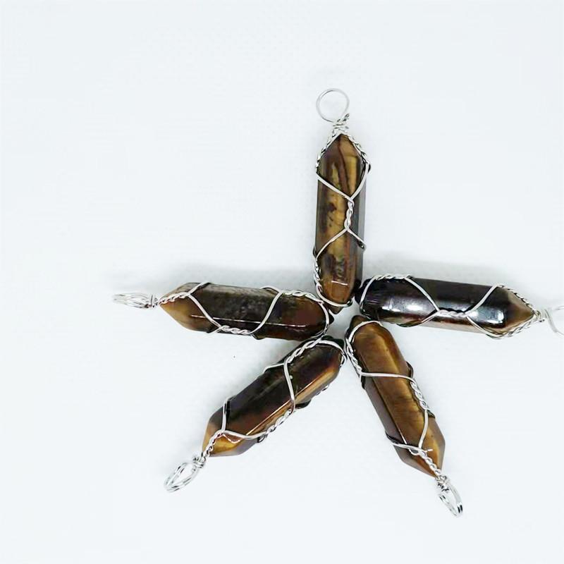 Hexagonal Double-Ended Crystal Pendant DIY Jewelry Accessory