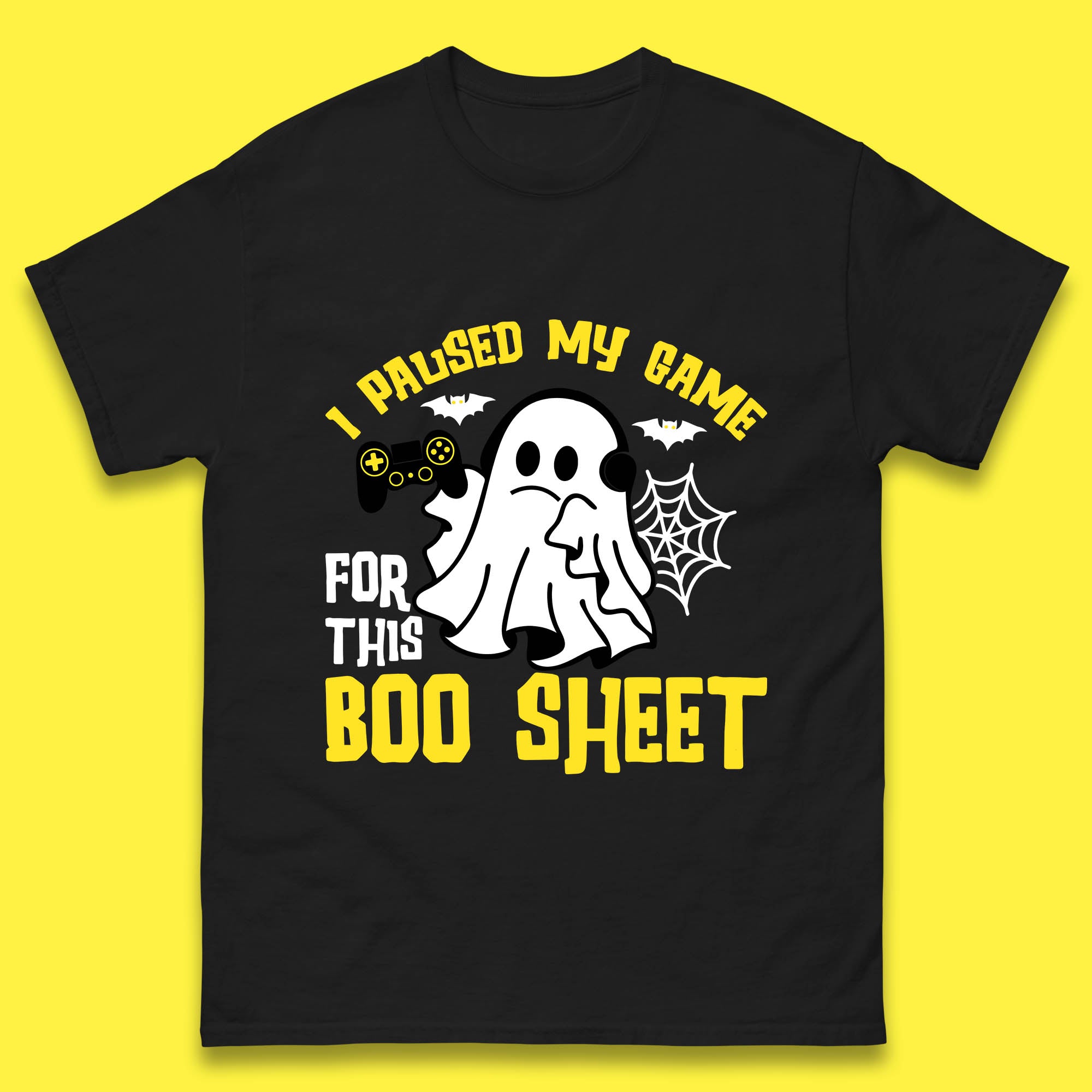 

I Paused My Game For This Boo Sheet Ghost With Controller Halloween Gamer Mens Tee Top XL