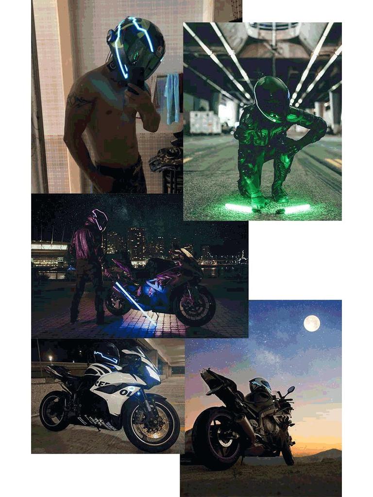 Striscia LED Luminosa per Casco da Motociclista per la Sicurezza nella Guida Notturna