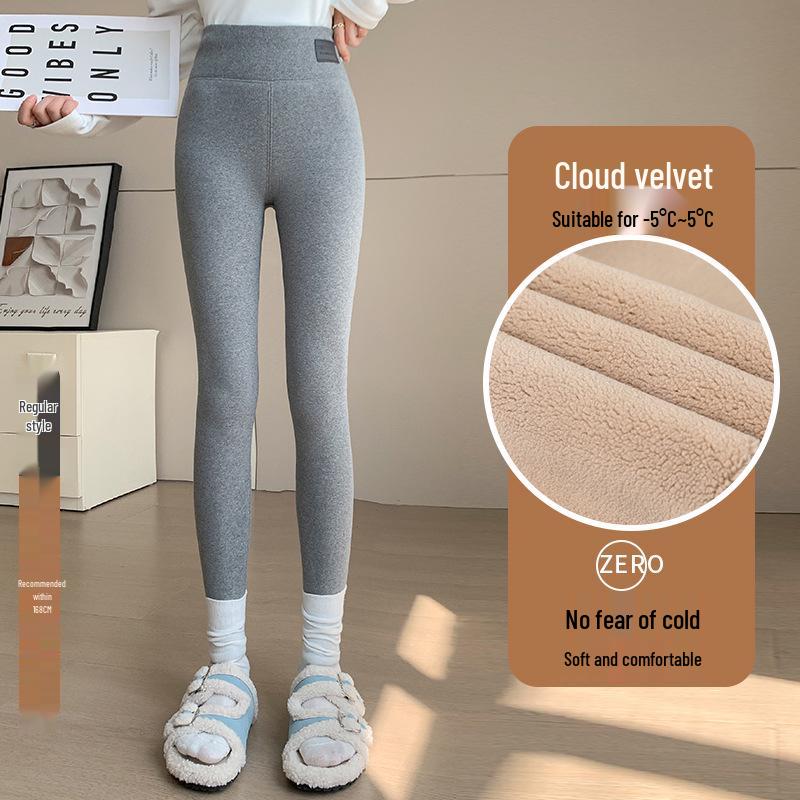 High-Waisted Slim Fit Women's Plush Leggings - Warm Thick Cotton Trousers for Autumn/Winter 2024