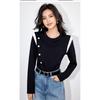 Autumn French Style Design Right Shoulder Round Neck Color Matching New Style Loose and Slimming Top for Age Reduction