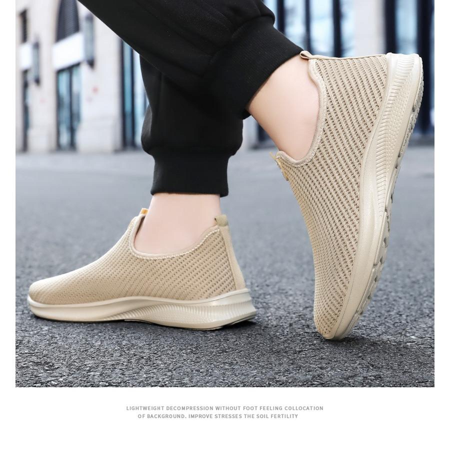 Men's Summer Mesh Shoes Lightweight Soft Sole Slip-On Casual Sneakers Breathable Odorless Dad Shoes Lazy One-Step Walking Casual Shoes