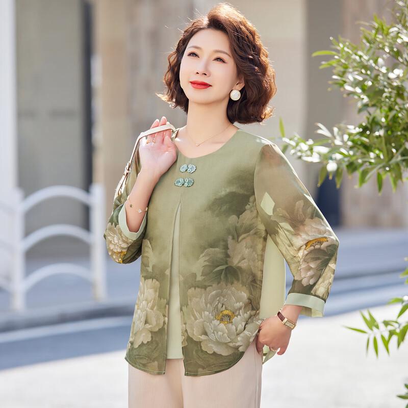 PaSiTe Summer Chinese Style Floral Chiffon Blouse