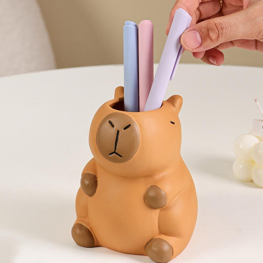 Interesting Capybara Pen Holder Ornament Capybara Stationery Organizer  Makeup Brush