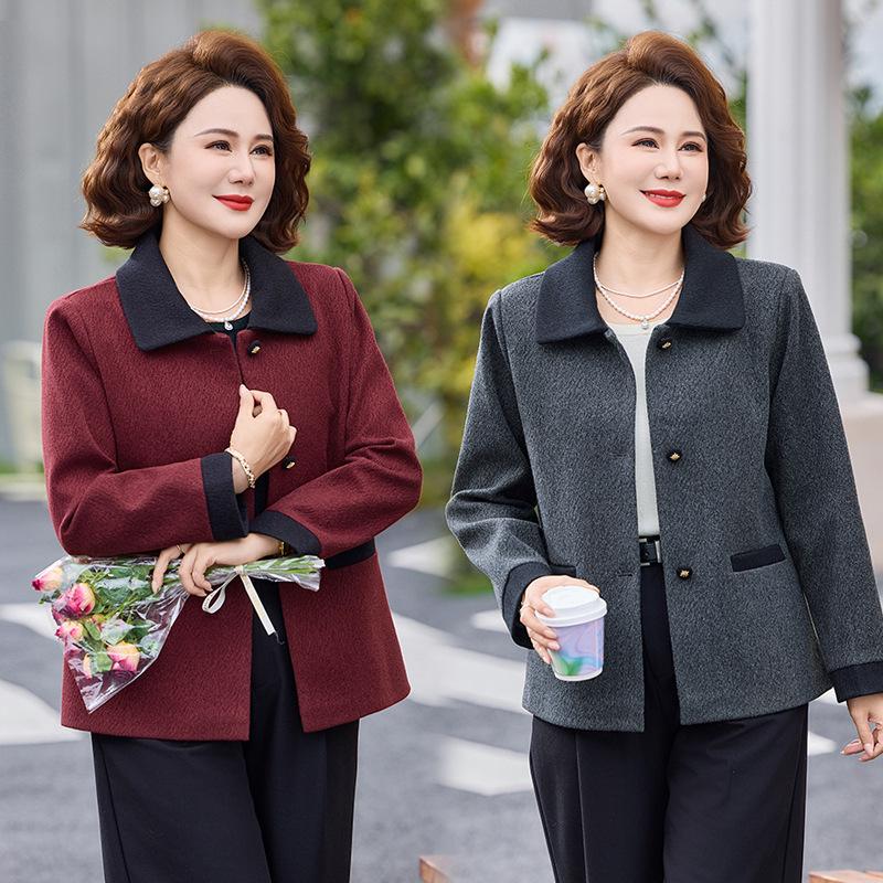 2026 Stylish Woolen Outerwear for Middle-aged & Elderly Women - Wide-cut Coat for Autumn & Winter