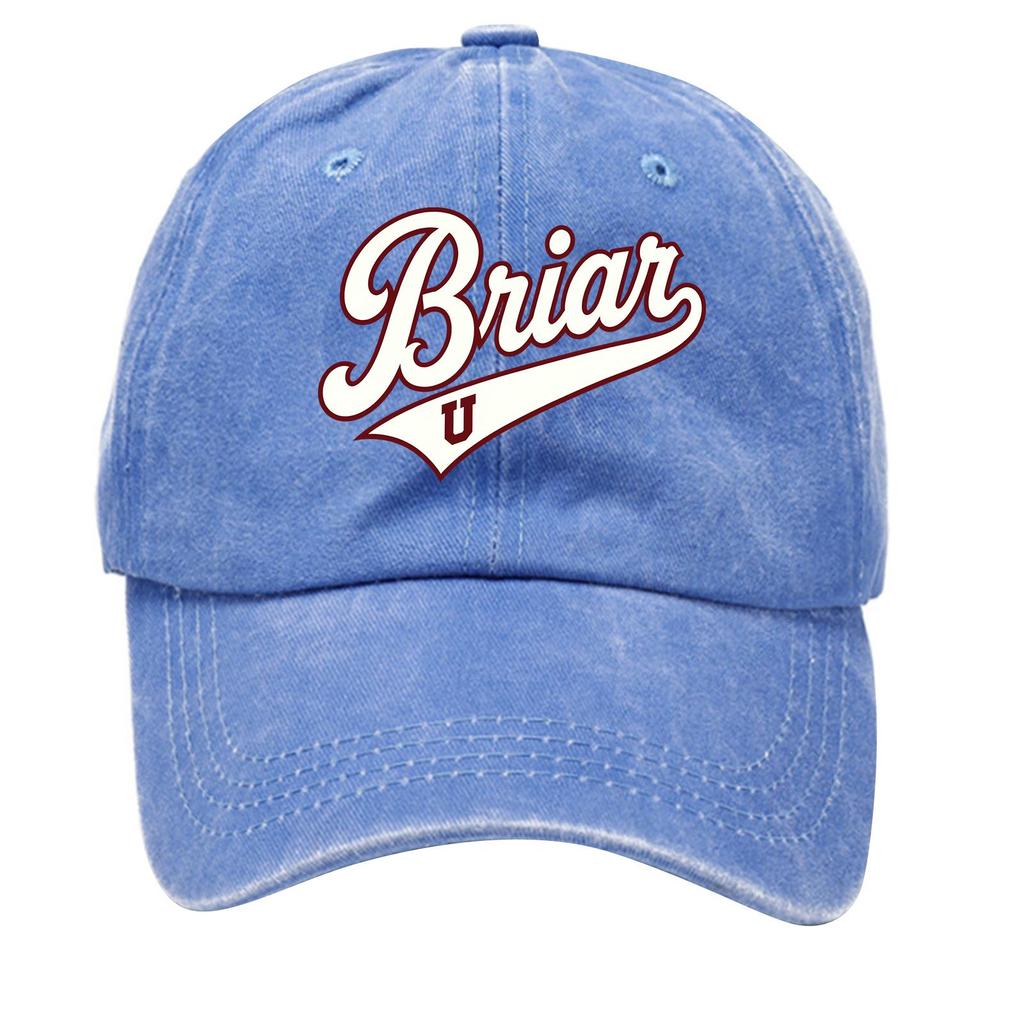 Washed Cotton Baseball Cap Vintage Style Soft Top Denim Hat Adjustable Strap Back Briar U Embroidered Logo Casual Outdoor Headwear