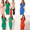 Stylish Women Fashion Short Sleeve Button Pencil Dress For Office And Party Occasions