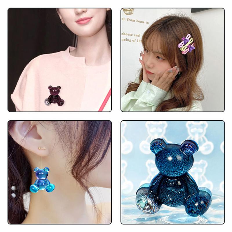 Diy  Epoxy Resin Mold Bear Earring Brooch Hairpin Bear Silicone Mold