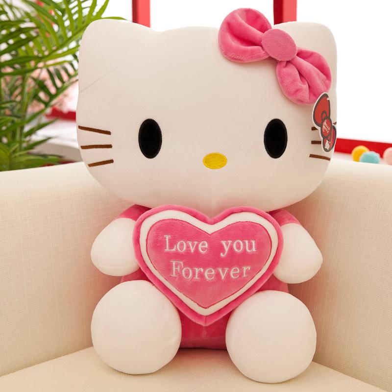 30cm Sanrio KT Cat Plush Toys Pillow Kawaii Anime KT Cat Plush Doll Soft Stuffed Cartoon Cute Pink Doll Birthday Gift For Girls