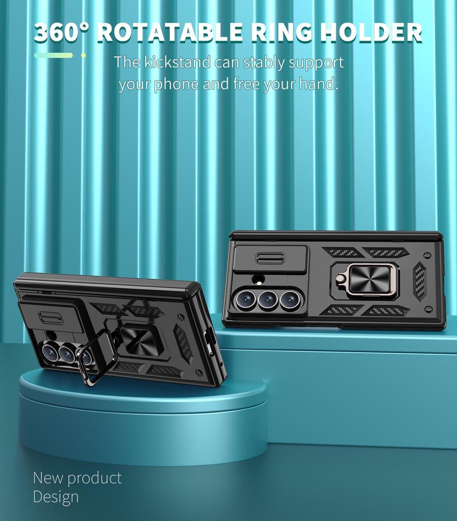 New SAM Z Fold7 Sharp Armor Hinge Ring Stand Anti-drop Folding Phone Case