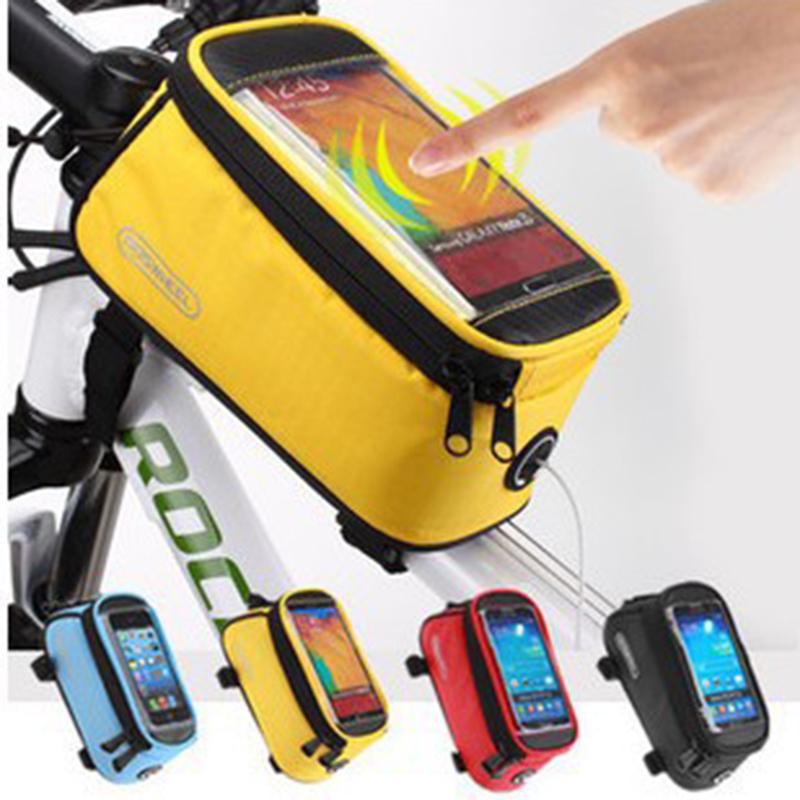 Waterproof Cycling Bike Bicycle Front Frame Tube Shock Absorption Padded Bag Case for Cell Phone