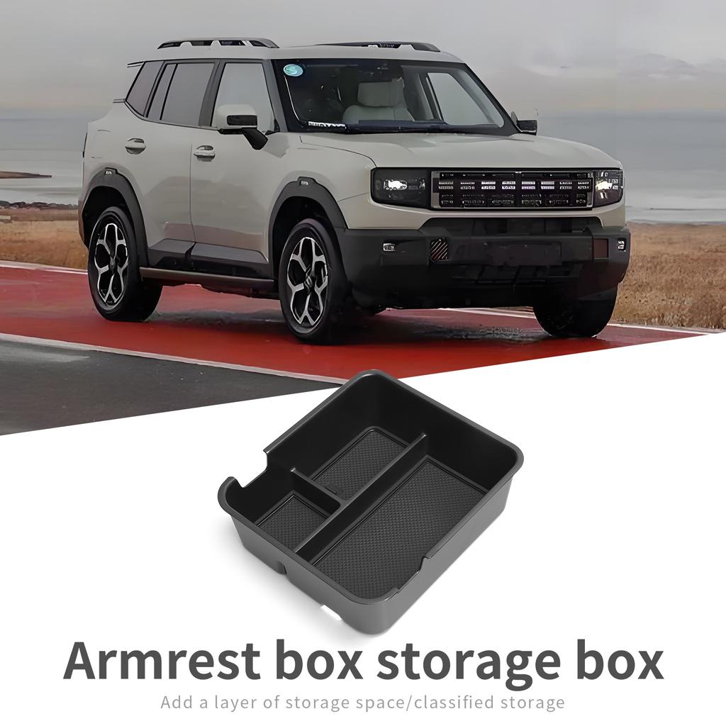 For Chery Jetour T-1 2025 2025 Armrest Storage Box Car Tray TPE Organizers Accessories Tidying Black ABS