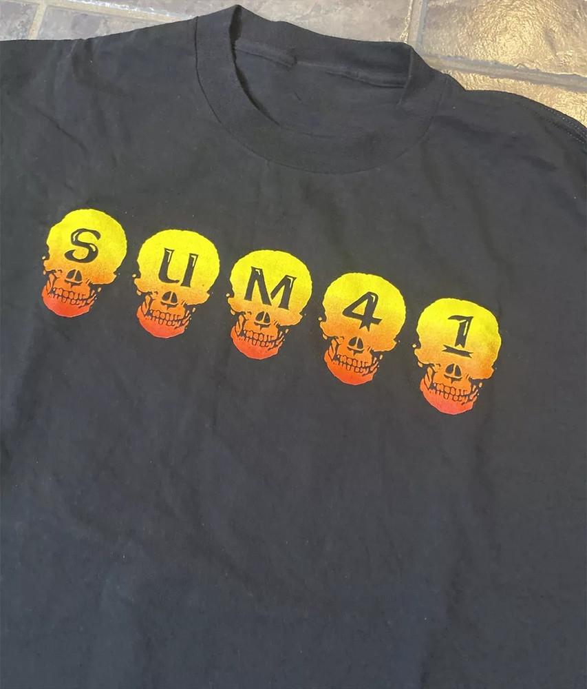 Футболка с графическим принтом черепа группы Sum 41, черная, 100% хлопок, все размеры S-5XL, унисекс XXL