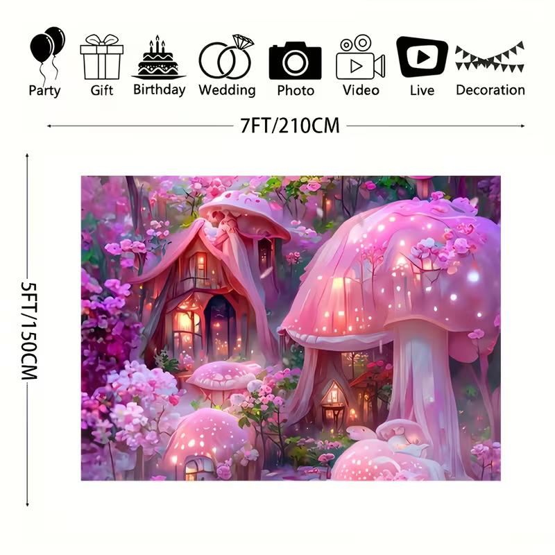 2D Dreamy Pink Forest Fairy Tale Backdrop for Photography & Event Banner