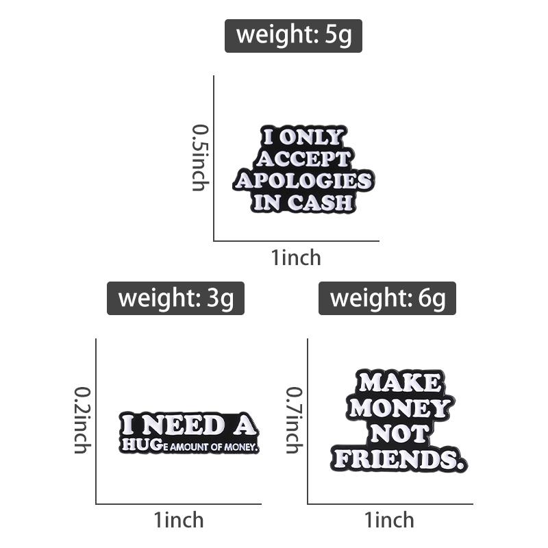 I NEED A HUG Enamel Pins Custom MAKE MONEY NOT FRIENDS Brooches Lapel Badges Clothes Funny Jewelry Gift for Friends