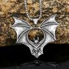 New Punk Stainless Steel Men's Necklace Titanium Steel Creative Accessories Retro Personalized Bat Pendant Halloween Gift