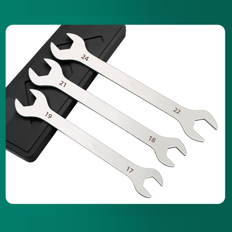 Double Headed Slim Wrench Open End Spanner High Strength Carbon Steel Repair Tool for Tight Space and Various Nut Size
