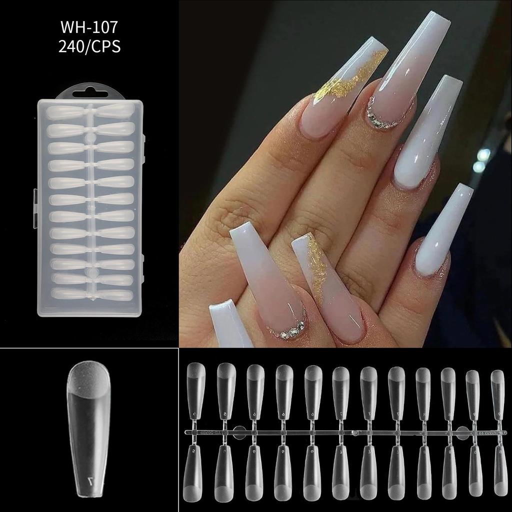 Nail Thin Nail Piece Free Engraving Grinding Trapezoidal Water Drop Almond Scrub Full Paste Half Paste Extension 240 Pieces