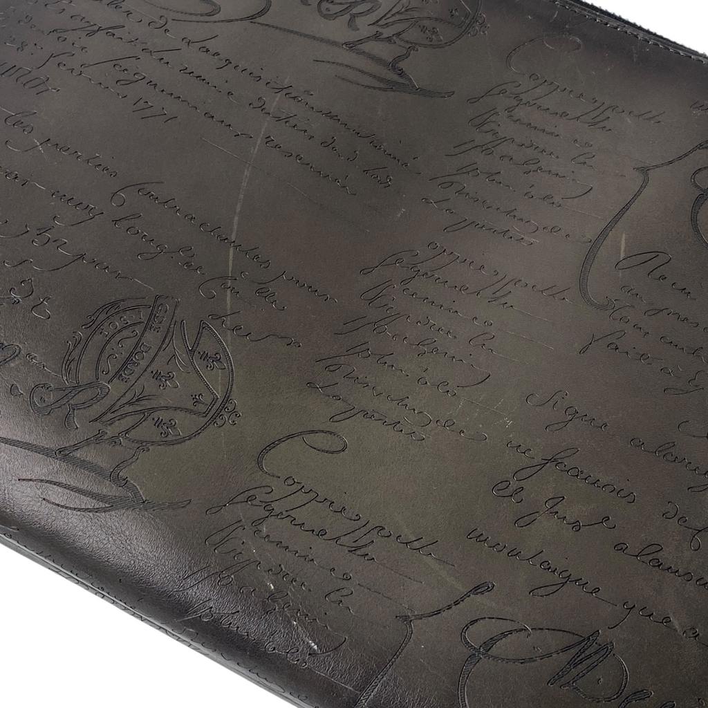 Used BerlutiClutch Bag Dark Brown Leather Mens