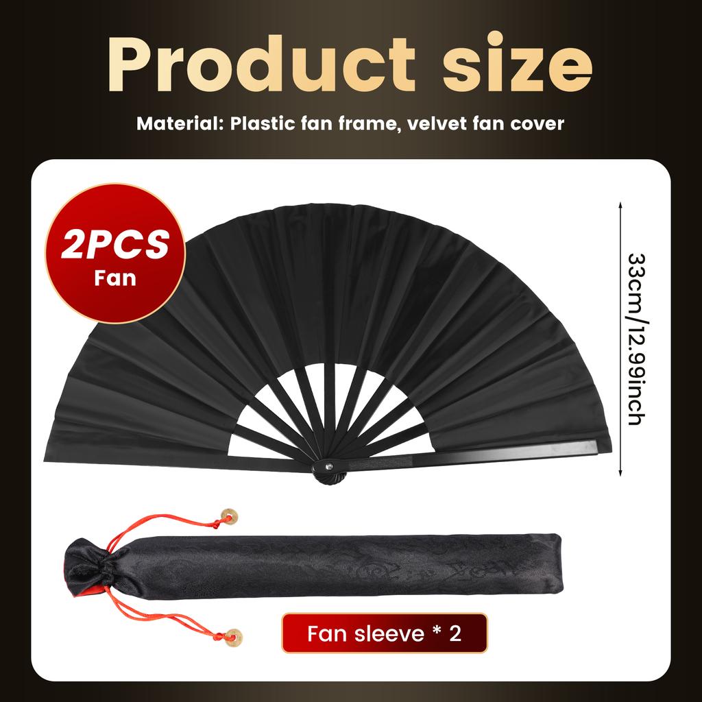 2 Pcs Retro Style Hand Folding Fan Tough Exquisite Craft Gift Home Decoration Ornament for Men and Women Dancing Hand Fan