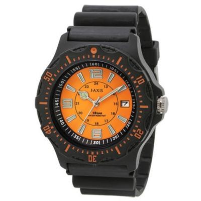 J-AXIS Men's NAG51-OR (Sun Flame) Round Watch Black Analog