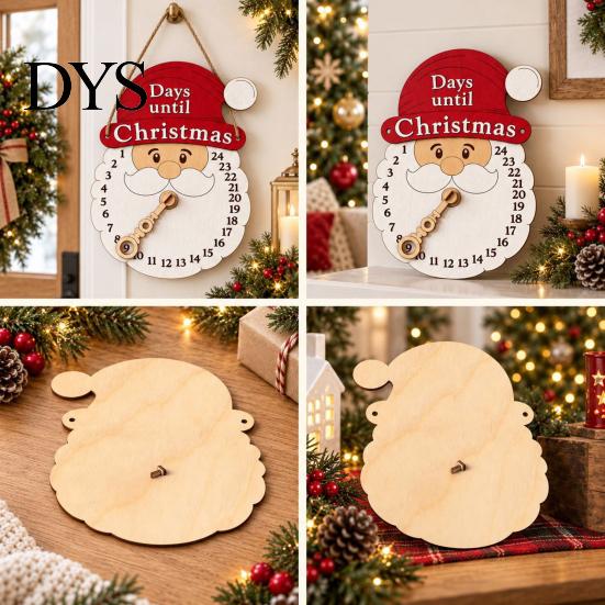 Christmas Party Supplies Advent Calendar Wooden Hanging Sign, 24 Days Welcome Sign with Rope, Countdown Plaque Santa Decorations For Living Room Cafe