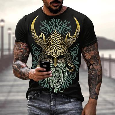 Summer Viking Warriors Graphic 3d Print Mens T-shirt Nordic Style Men's Oversized Short Sleeve Tops Tees Men's Designer Clothing