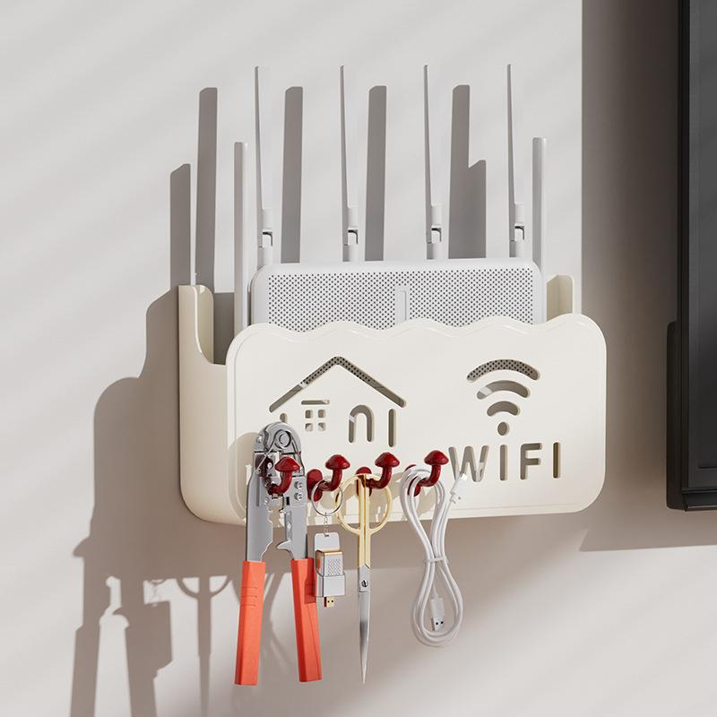 Kabelloser WLAN-Router-Regal-Aufbewahrungsbox Wandmontage ABS-Kunststoff Organizer-Box Kabel-Stromhalter Organizer-Box Heimdekoration