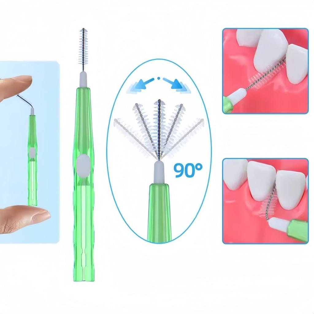 30Pcs Push Pull Interdental Brush Teeth Gap Cleaning Brush Telescopic Brush Head Toothpick Brush Dental Oral Care Tool Set