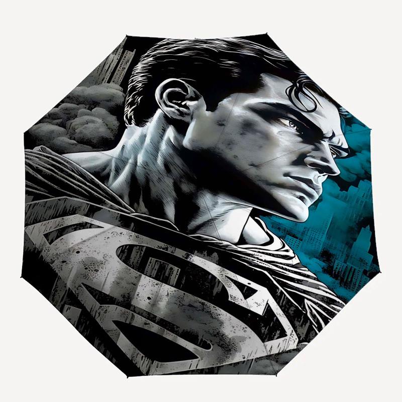 

1pc Superman cityscape Automatic Folding Umbrella - Compact 8-Rib Design, Durable Plastic & Iron1137L