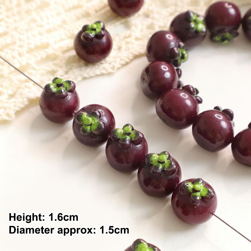 5Pcs Multicolor 3D Fruit Shaped Loose Beads for DIY Handmade Bracelet Keychain Jewelry Making Craft for Home School Use