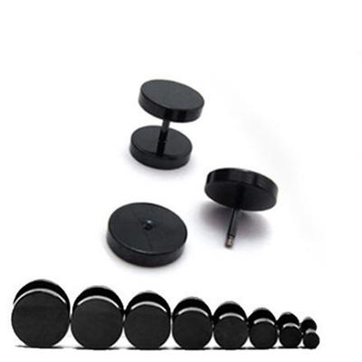 Männer Cool Punk Runde Schwarz Edelstahl Ohrstecker Piercing Ohrringe 3mm - 14mm