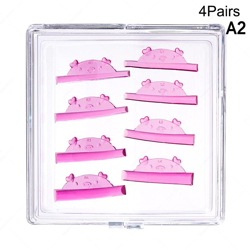 

4Pairs Silicone Cute Pig Lash Lift Eyelash Perm Pads Eyelash Extension 3D Eyelash Curler Accessories Applicator Tool A2