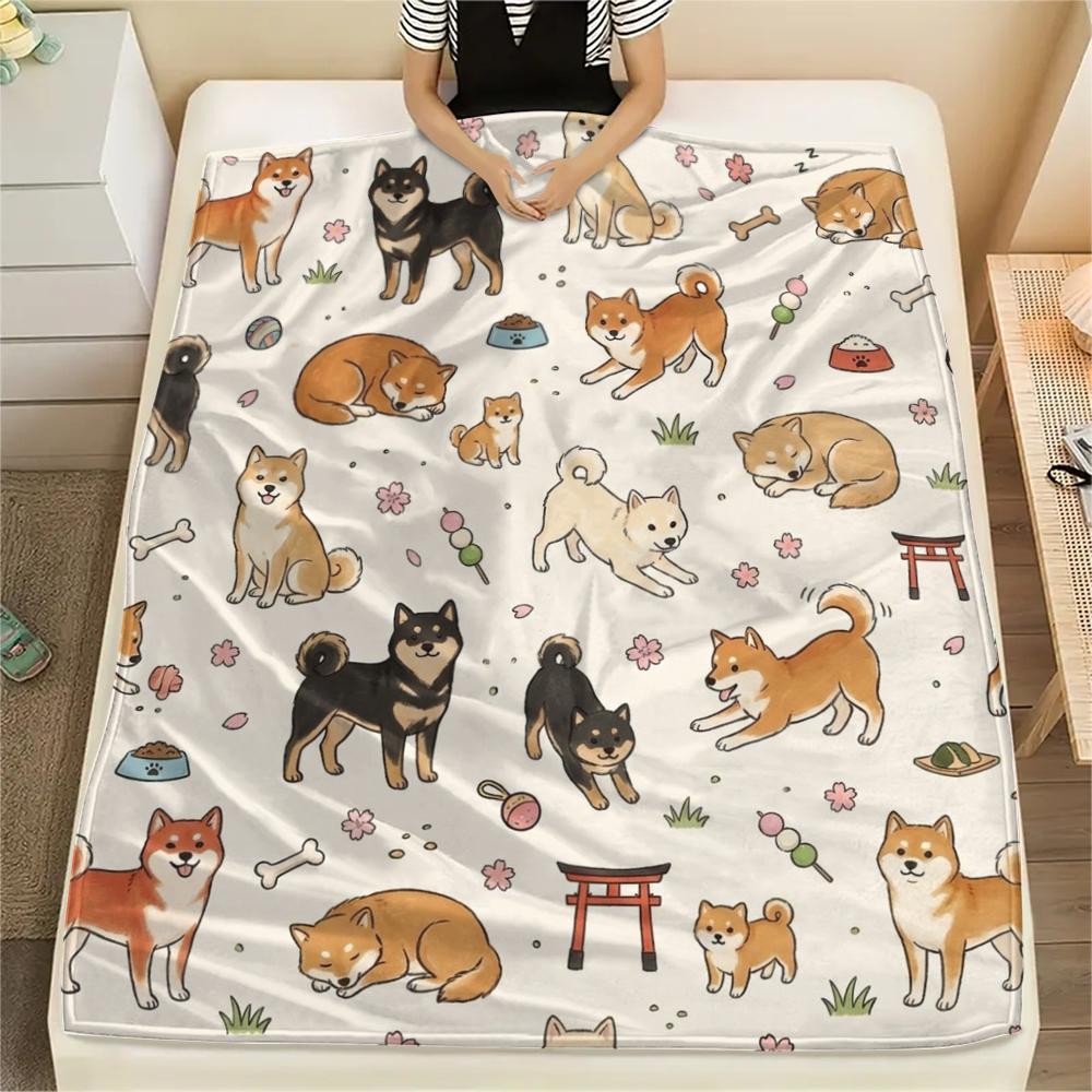 1PC Cute Dog Print Flannel Blanket, High Quality All Seasons, Home Decor, Warmth and Comfort, Perfect for Christmas Gifts