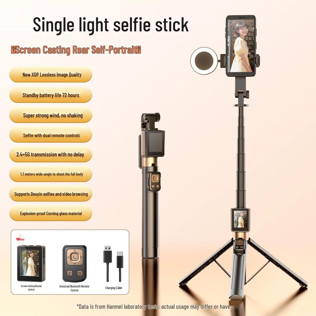 CL07 Anti-Shake Selfie-Stick & Stativ mit Rückbildschirm-Spiegelung für Live-Streaming