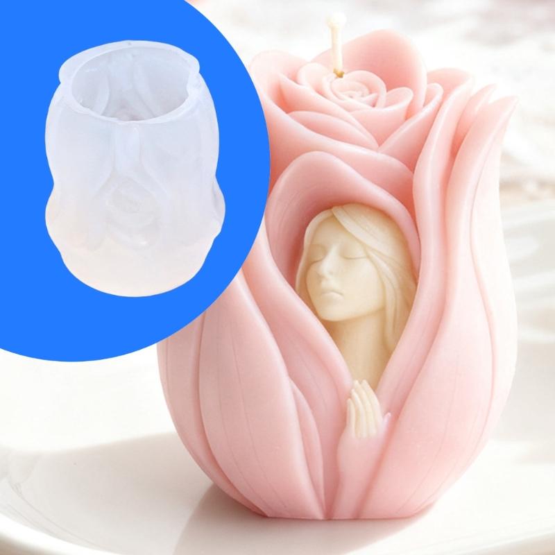 Rose Goddess Silicone Candle Molds Temperature Resistant For Making Candle Soap Wedding Decoration Valentines Day Gift
