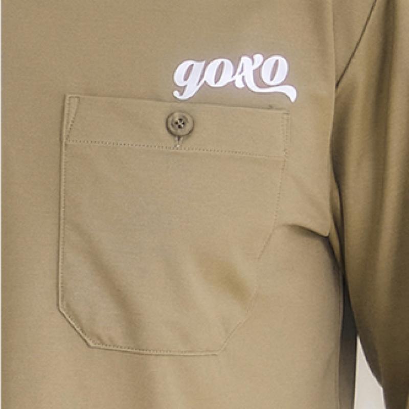 GOXO Logo Long Sleeve Two Pocket Beige