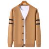 Herbst Neu Einfarbiges Hemd Dünner V-Ausschnitt Herren Strickjacke Top Mittleren Alters Business Casual Mantel Tide Locker