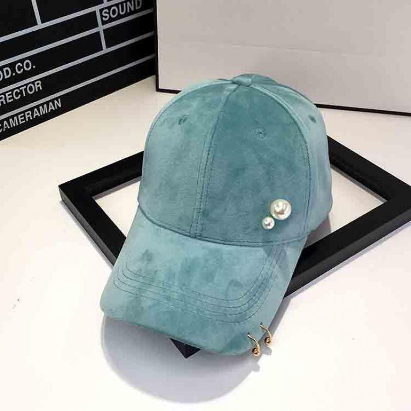 Autumn Winter Baseball Cap Women Velvet Golden Ring Beads Hat Fashion Headwear Accessories