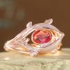 Elegant flower bud-shaped artificial gemstone ring made of copper, a ladies' jewelry ring suitable for parties and dates.