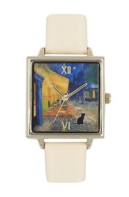 Catmint Cat Art Parody Watch IV Ivory [Follow] N00725S-1 Women's