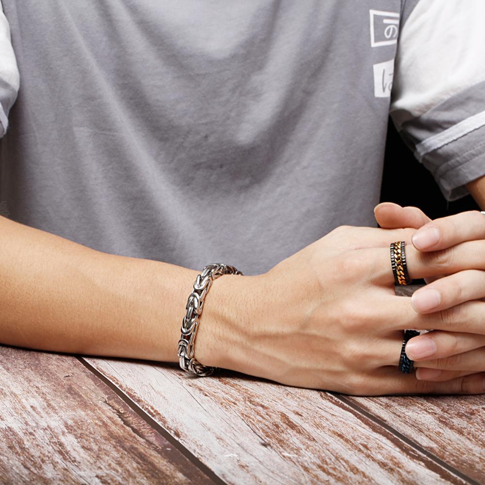 Kalen Golden Hip Hop Stainless Steel Chain Men's Bracelet 220mm Fashion Simple Jewelry