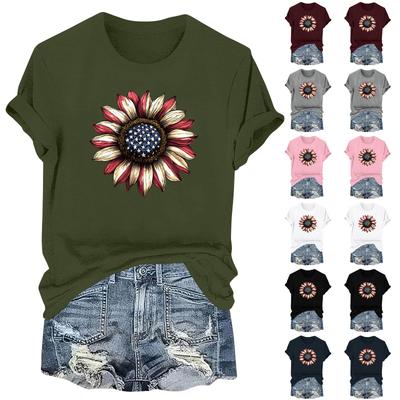 Herren Damen Lässiges Tägliches Rundhals-T-Shirt mit Aufdruck zum Unabhängigkeitstag Kurzarm Oberteil mit Buchstaben